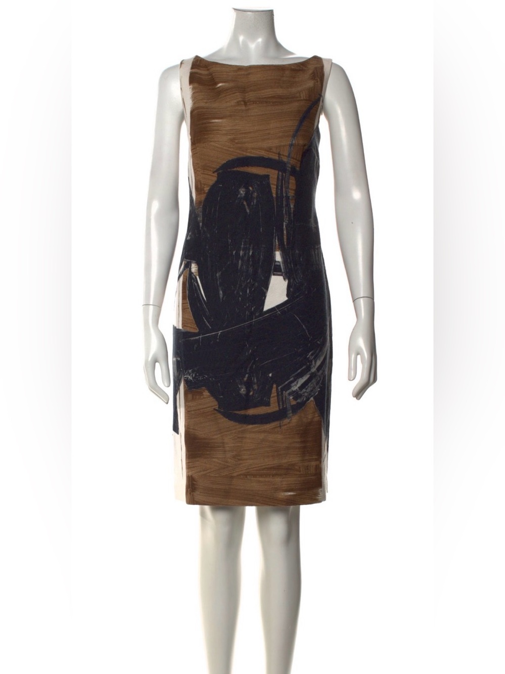 Max Mara Abstract Graphic Print Minimalist Knee-Length Sleeveless Shift Dress L